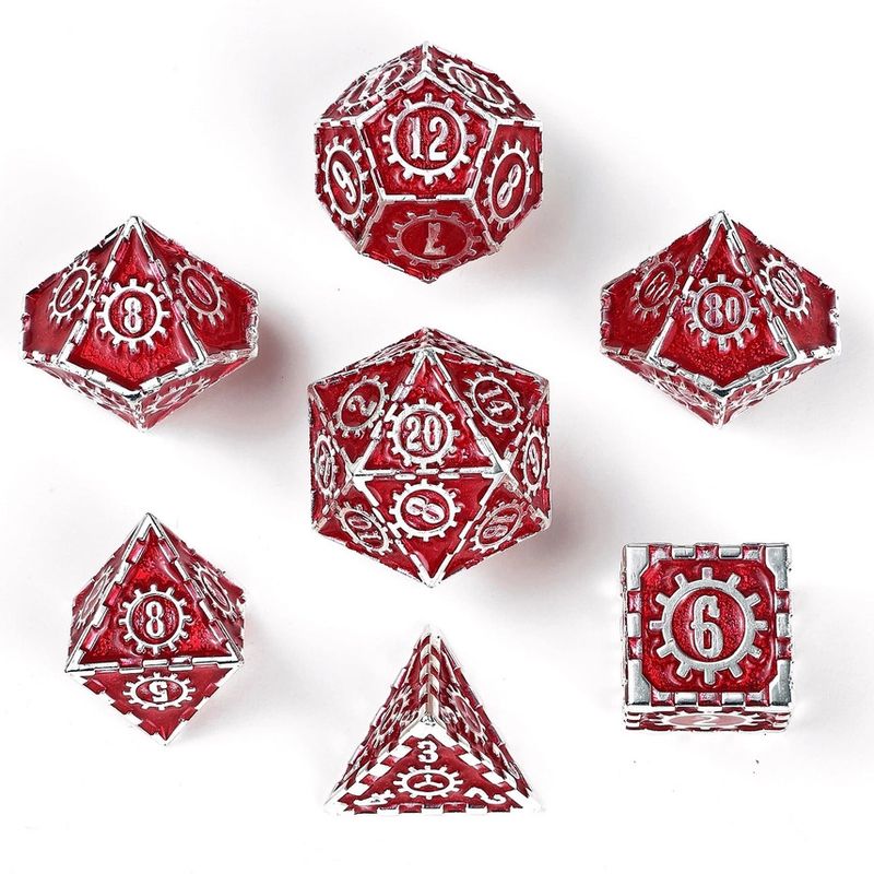 hym DICE SET 7 METAL COGCRAFT - Silver w/ Red
