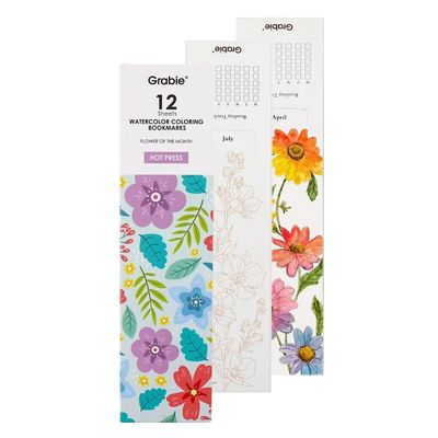WATERCOLOR COLORING BOOKMARKS 12CT
