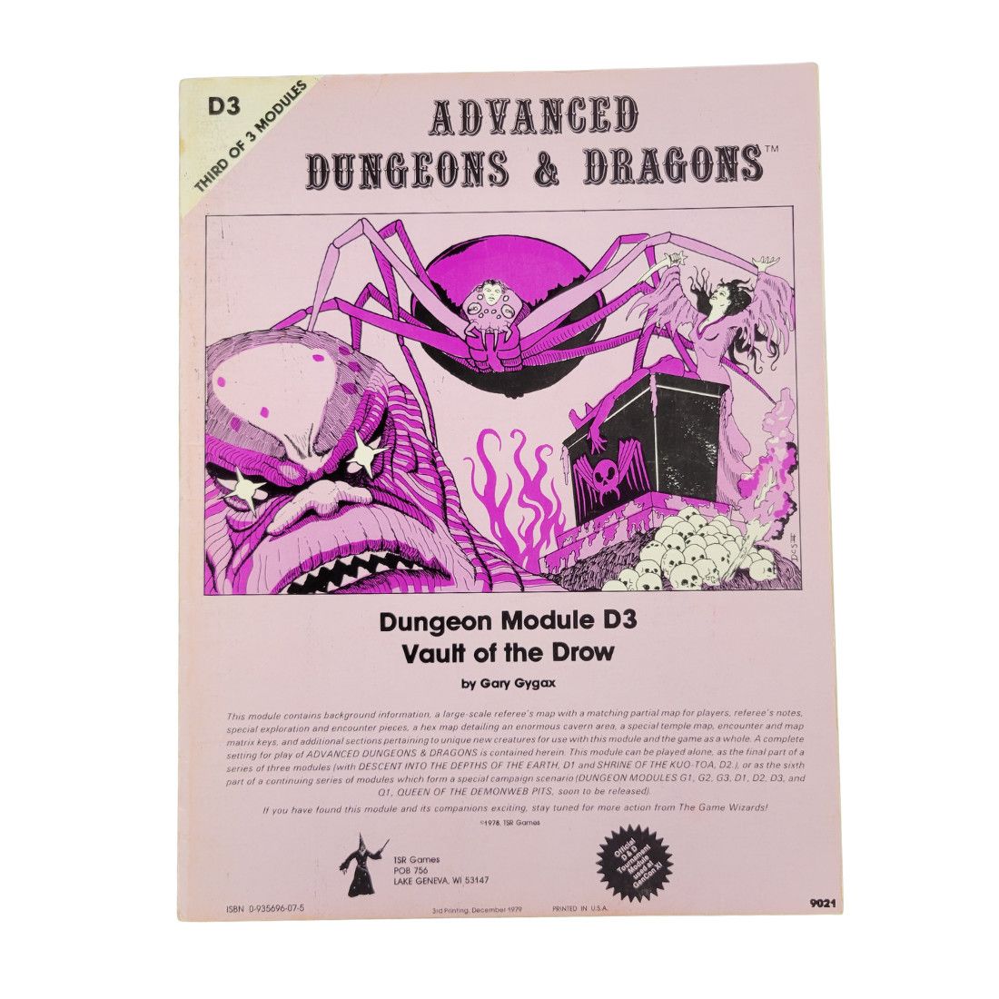 AD&amp;D: D3 - VAULT OF THE DROW (3rd Printing, 1979)