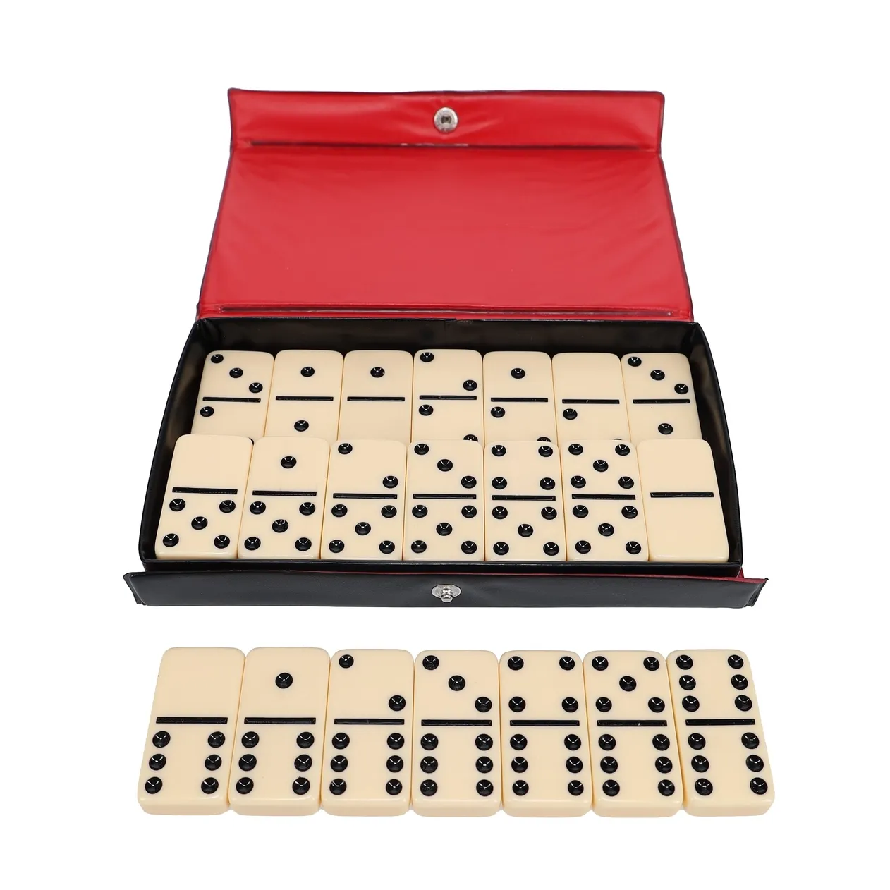DOMINOES DOUBLE 6  IVORY in SNAP CASE
