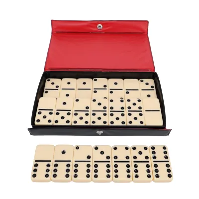 DOMINOES DOUBLE 6  IVORY in SNAP CASE