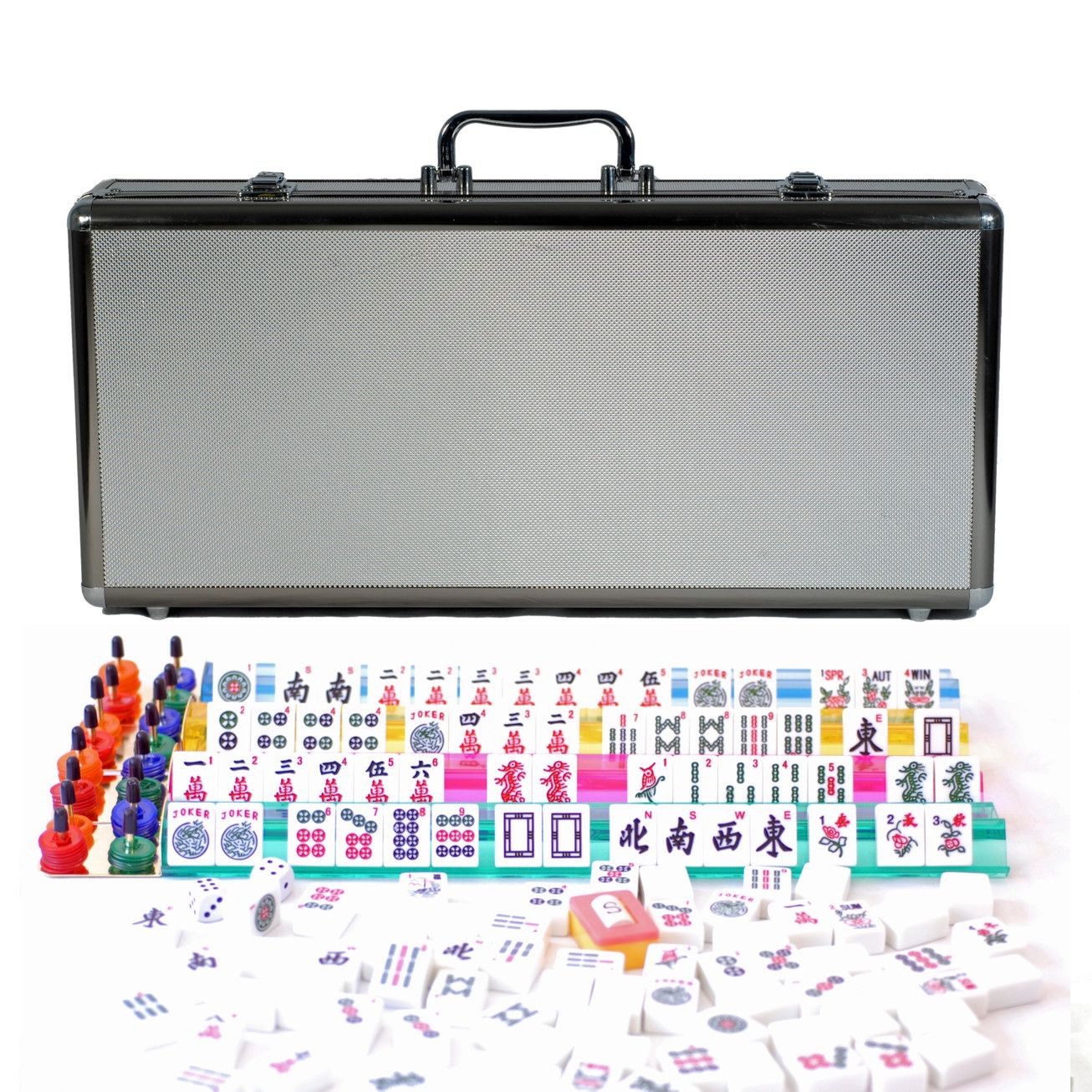 MAHJONG SET AMERICAN in SILVER ALUMINUM CASE
