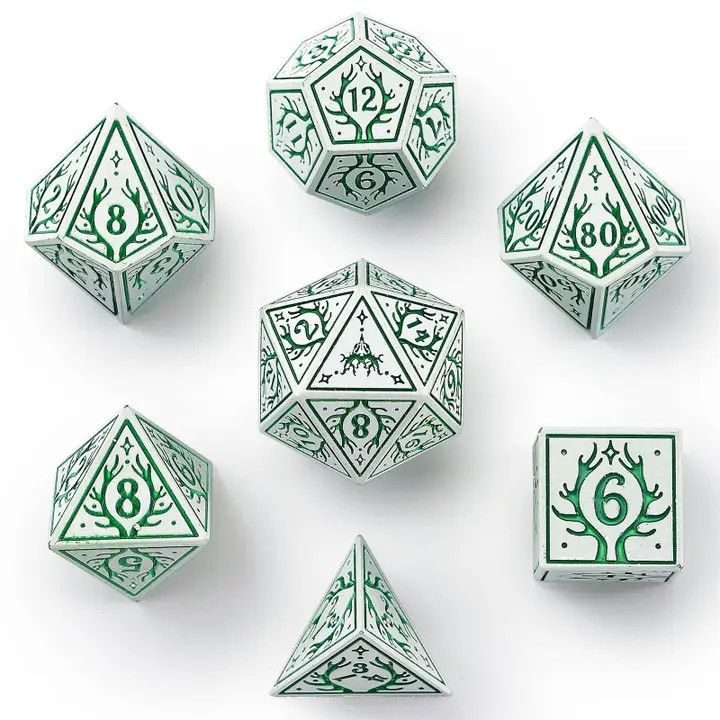 hym DICE SET 7 METAL DRUID White w/ Green