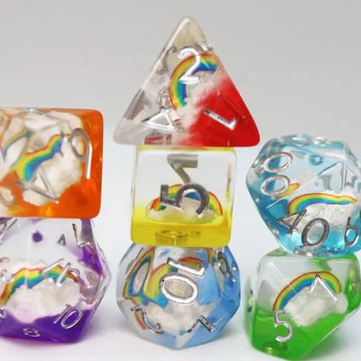 fb DICE SET 7 RESIN DOUBLE RAINBOW