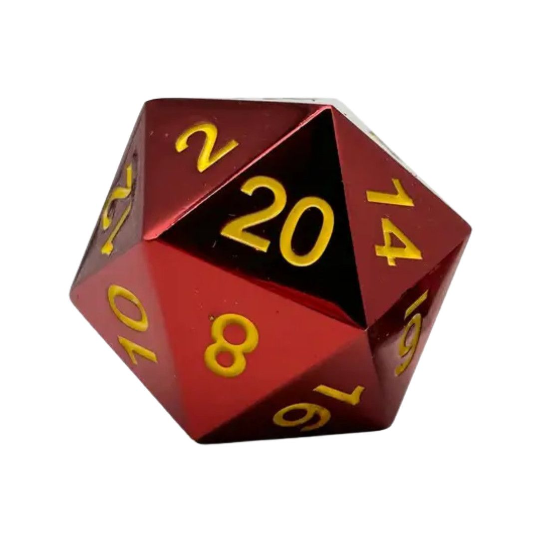 DICE D20 45mm METAL BOULDER FIREBALL Red w/ Yellow