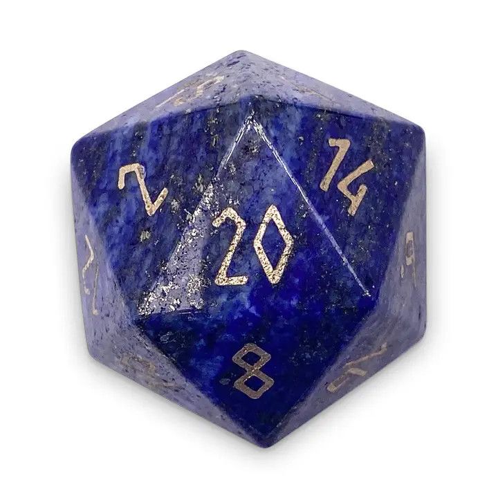 DICE D20 30mm GEMSTONE BOULDER LAPIS LAZULI Blue w/ Bronze