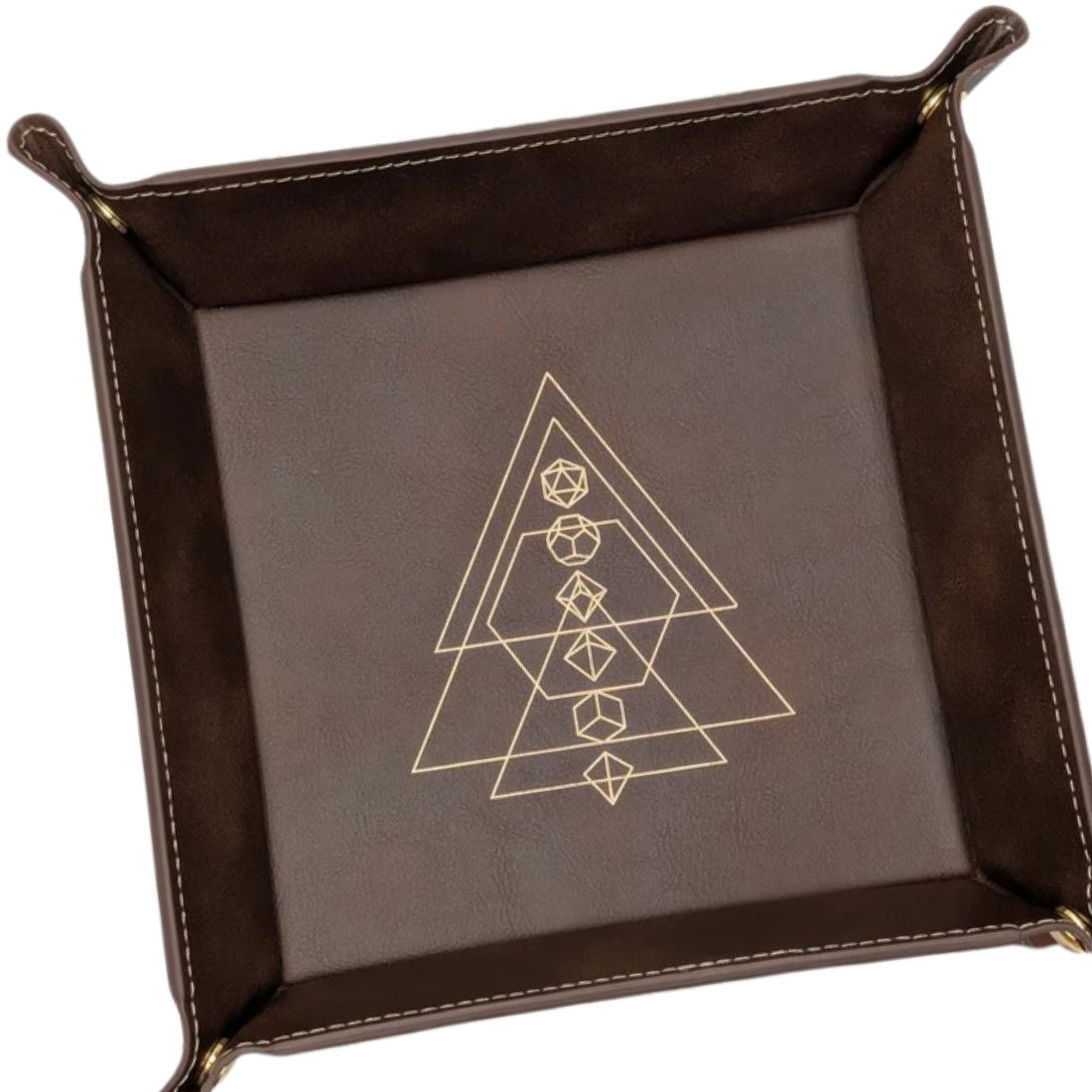 DICE TRAY: ARCANE GEOMETRY Brown w/ Gold
