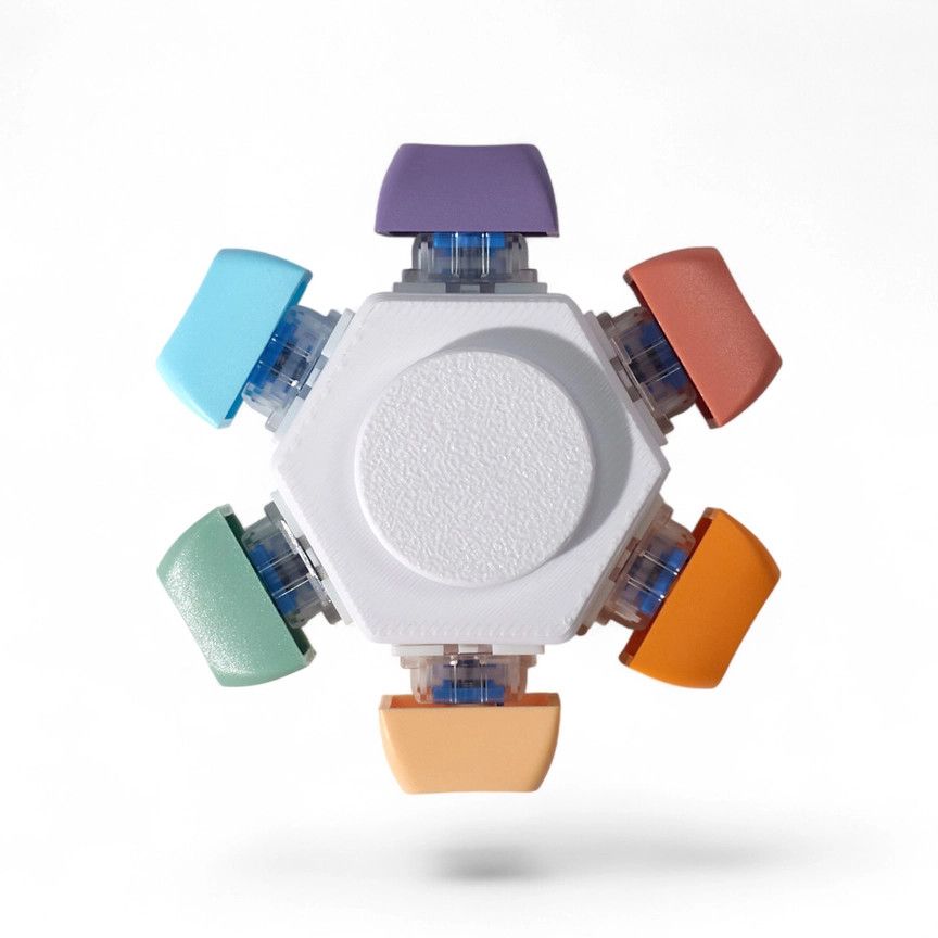 KEY CAP CLICKER FIDGET SPINNER - 6-Key Rainbow