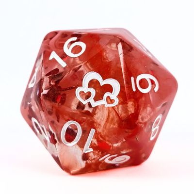 DICE D20 30mm DIFFUSION LOVESTRUCK Red w/ White