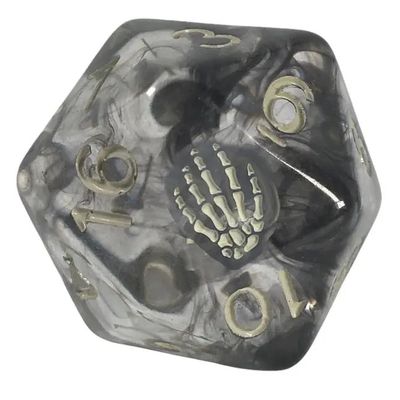 DICE D20 30mm DIFFUSION LICH Smoky Black w/ Silver