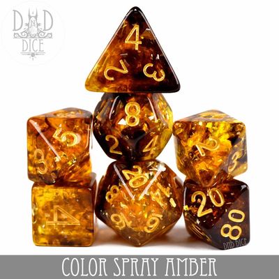 dnd DICE SET 7 COLOR SPRAY AMBER