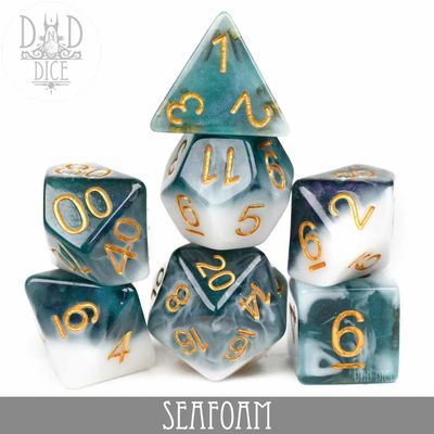 dnd DICE SET 7 SEAFOAM w/ White &amp; Gold