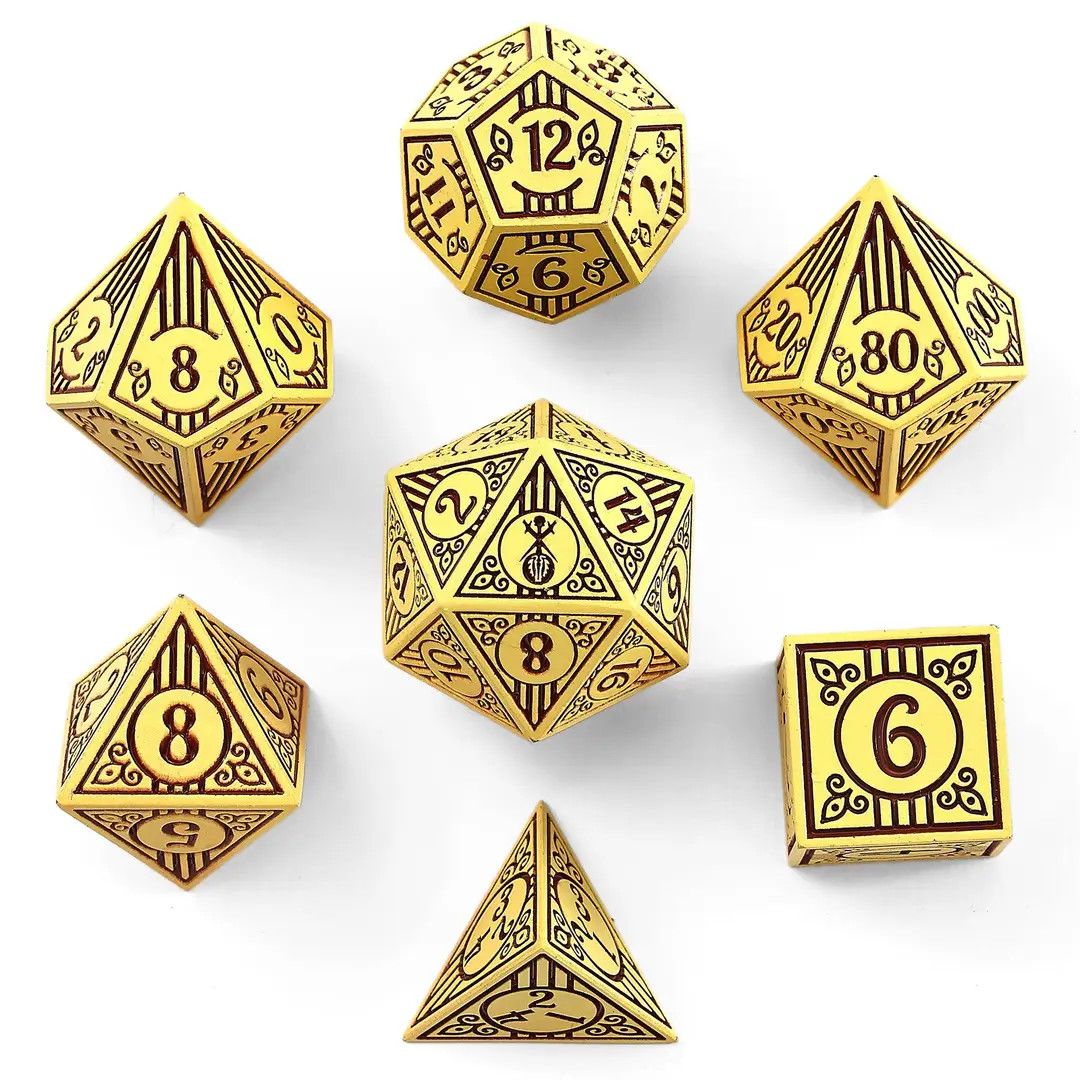 hym DICE SET 7 METAL BARD Dark Cream w/ Brown