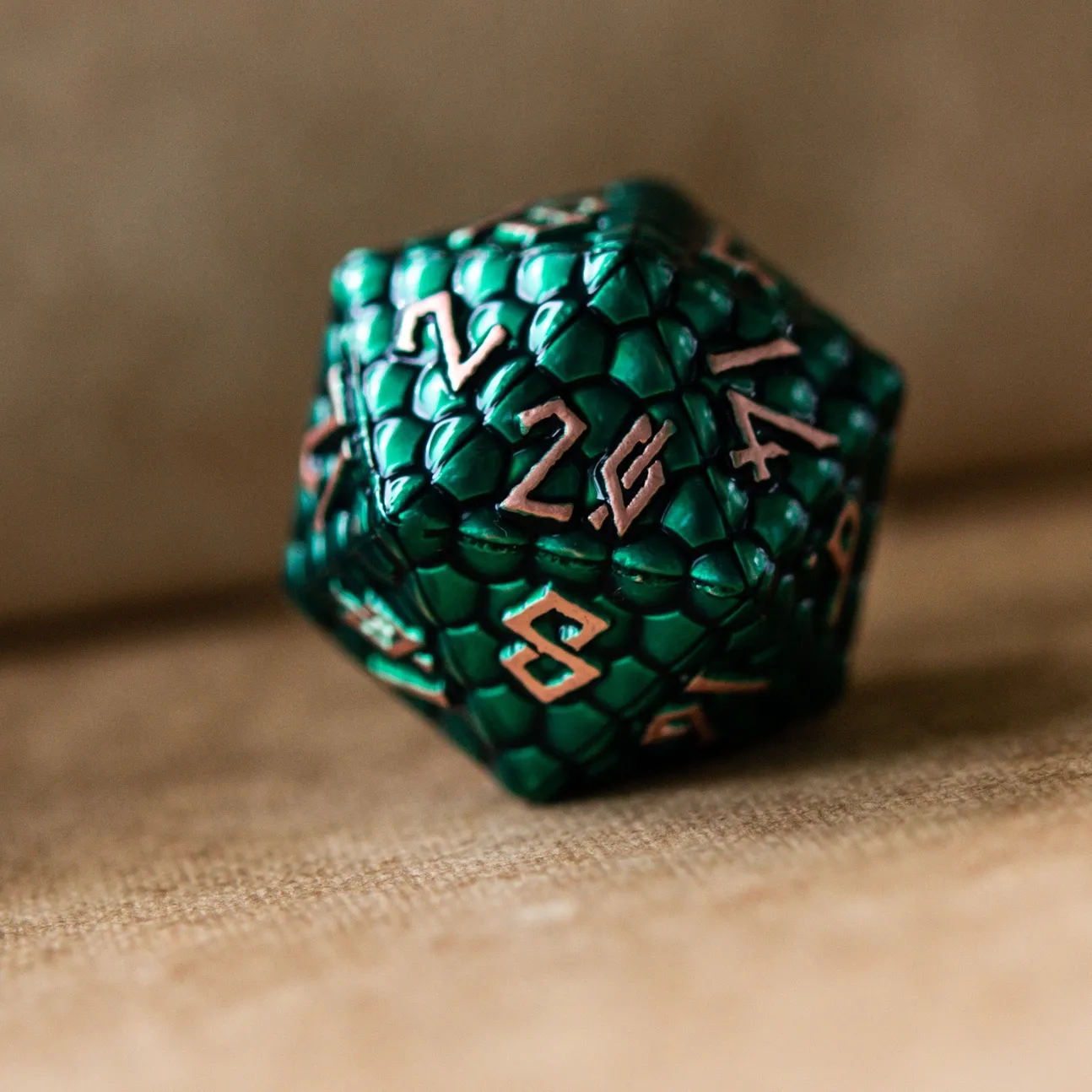 mmg DICE SET 7 METAL DRAGON'S EGG Green w/ Copper
