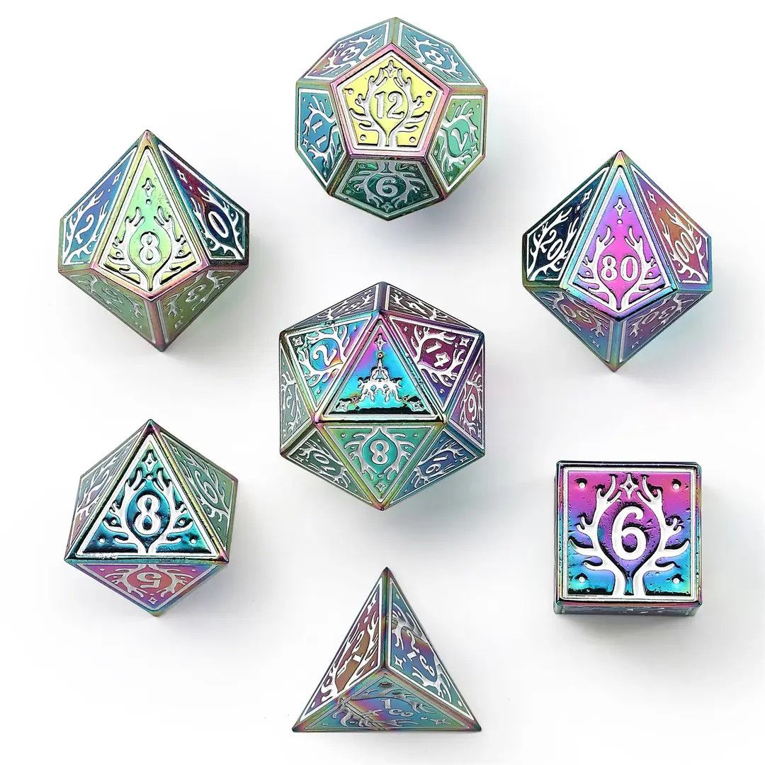 hym DICE SET 7 METAL DRUID Rainbow w/ White