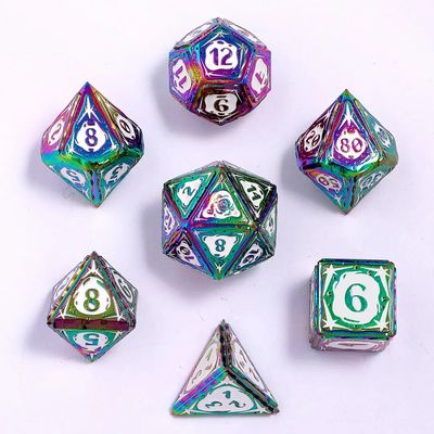 hym DICE SET 7 METAL SORCERER Rainbow w/ White