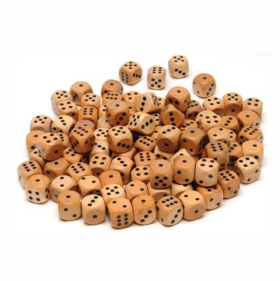 DICE D6 12mm WOOD w/ Black Pips