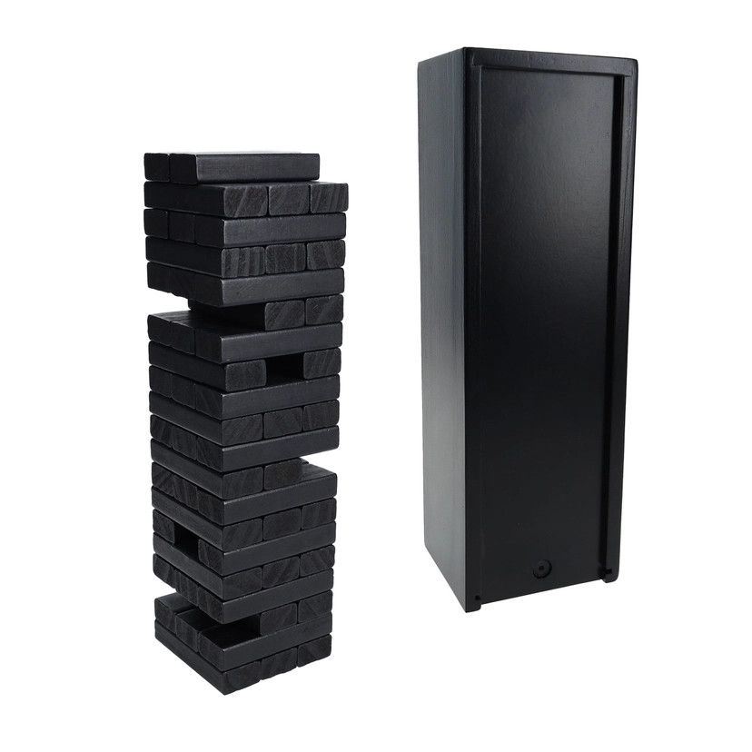 STACKING TOWER GAME Black Wood "Goth Jenga"