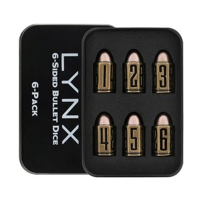 DICE SET D6 METAL BULLETS 100% BRASS w/ Copper Color &amp; Black