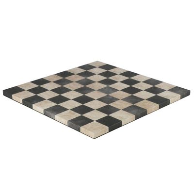 CHESS BOARD 14.5" FAUX LEATHER Dusky Black &amp; Cream w/ 1.75" Squares