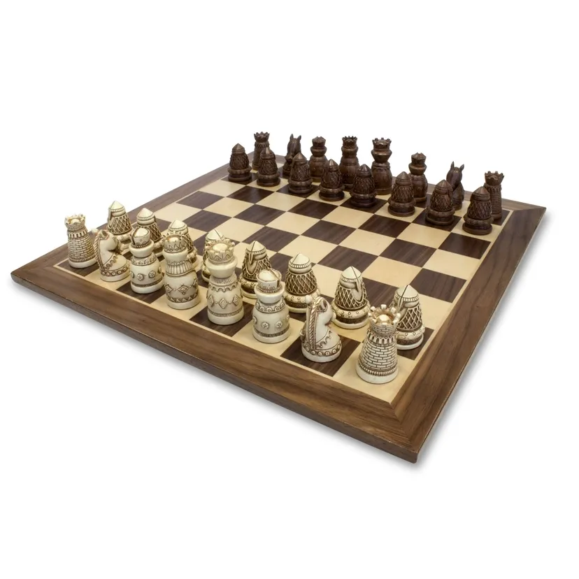 CHESS SET 2.185" MEDIEVAL THEMED on 15" BOARD