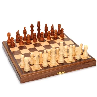 CHESS SET 2.19" WOOD on 11" MAGNETIC FOLDING BOARD