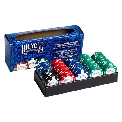 BICYCLE - POKER CHIPS 100 8G CLAY w/ Casino Tray
