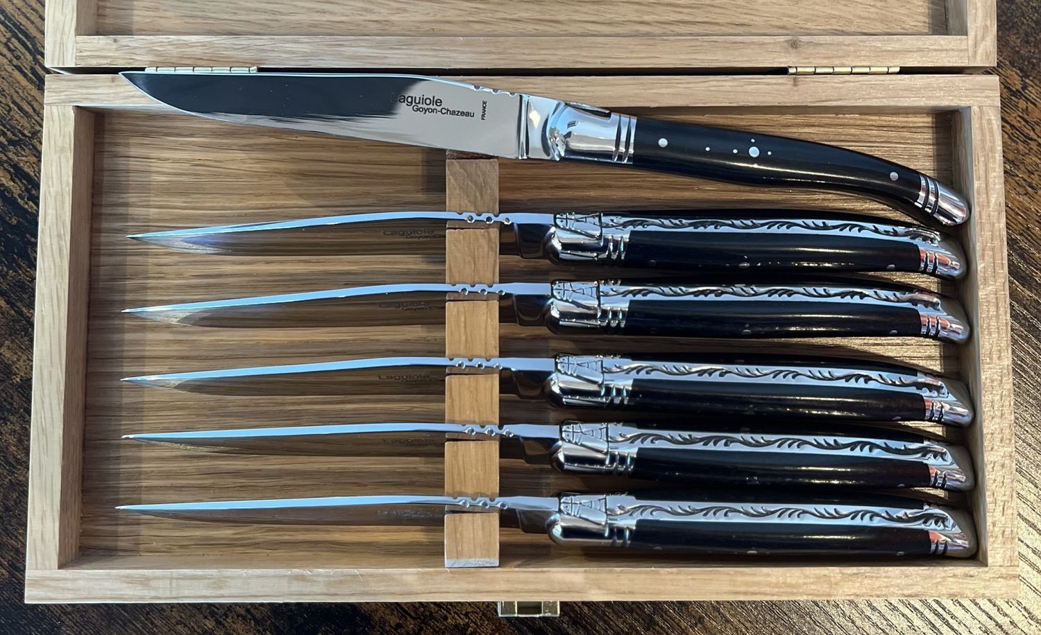 GC Lagioule Prestige Steak knife Set 6 Ebony Handle