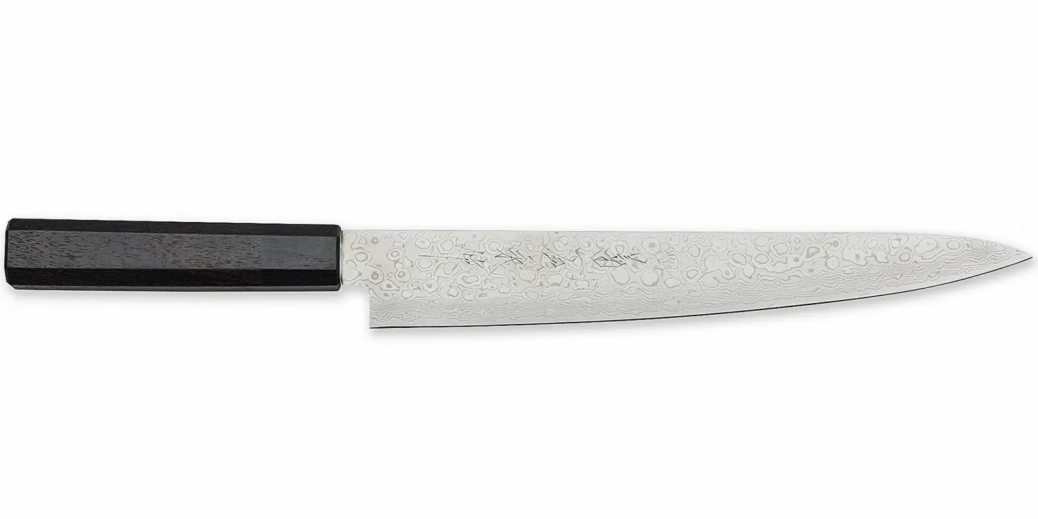 Sujihiki Nickel Warikomi 45 Layer Damascus 24cm AUS10 Core