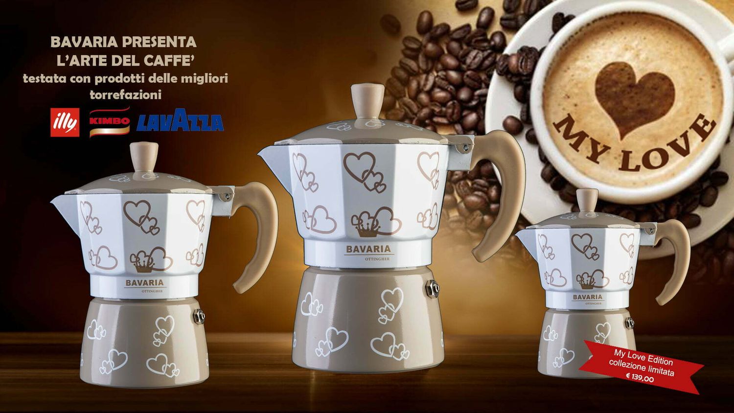 Caffettiera My Love 3 Tazze_ Alluminio Golden
