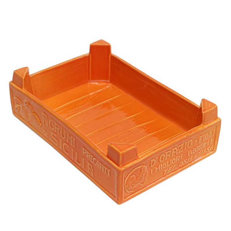 Cassetta siciliana rettang. arancio h. 12 f.to 43x32 cm