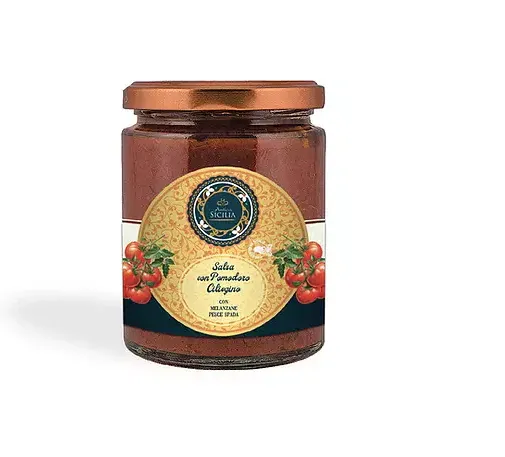 Salsa di pomodorini ciliegino con melanzane a pesce spada 280 gr