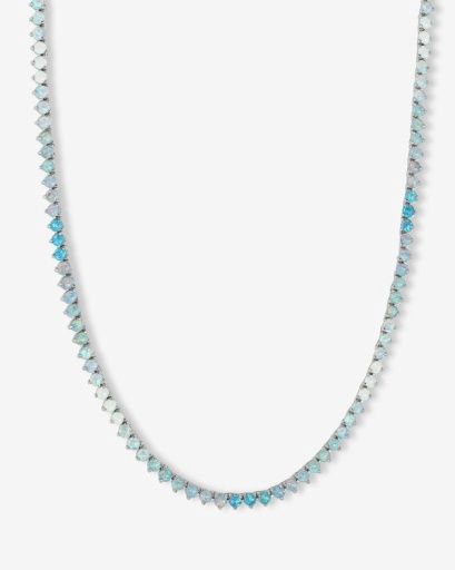 Not Your Basic Ombre Tennis Necklace, Length: 16&quot;, Size: O/S, Color: SILVER-BLUE OPAL OMBRE