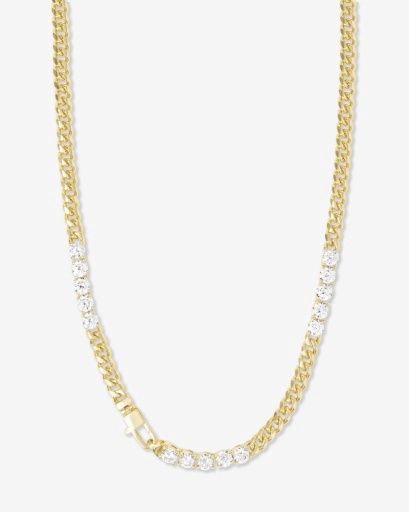 Baby Julian&#39;s Obsessed with Diamonds Necklace, Length: 16&quot;, Size: O/S, Color: GOLD-WHITE