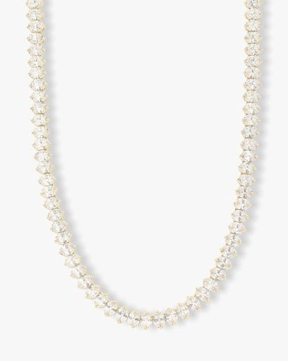 Hello Gorgeous Tennis Necklace, Length: 16&quot;, Size: O/S, Color: GOLD-WHITE