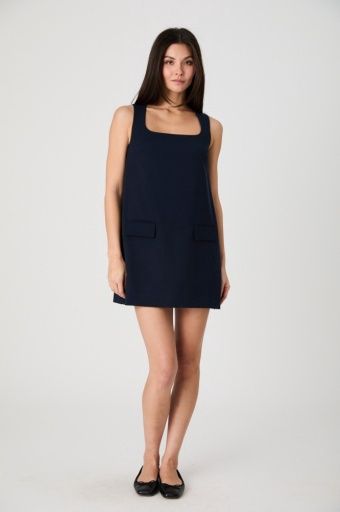 Whisper Square Neck Shift Mini Dress, Colour: 40-MARINE, Size: 6