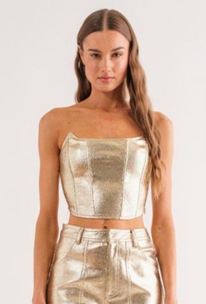 The Delphine Gold Corset Top, Size: S