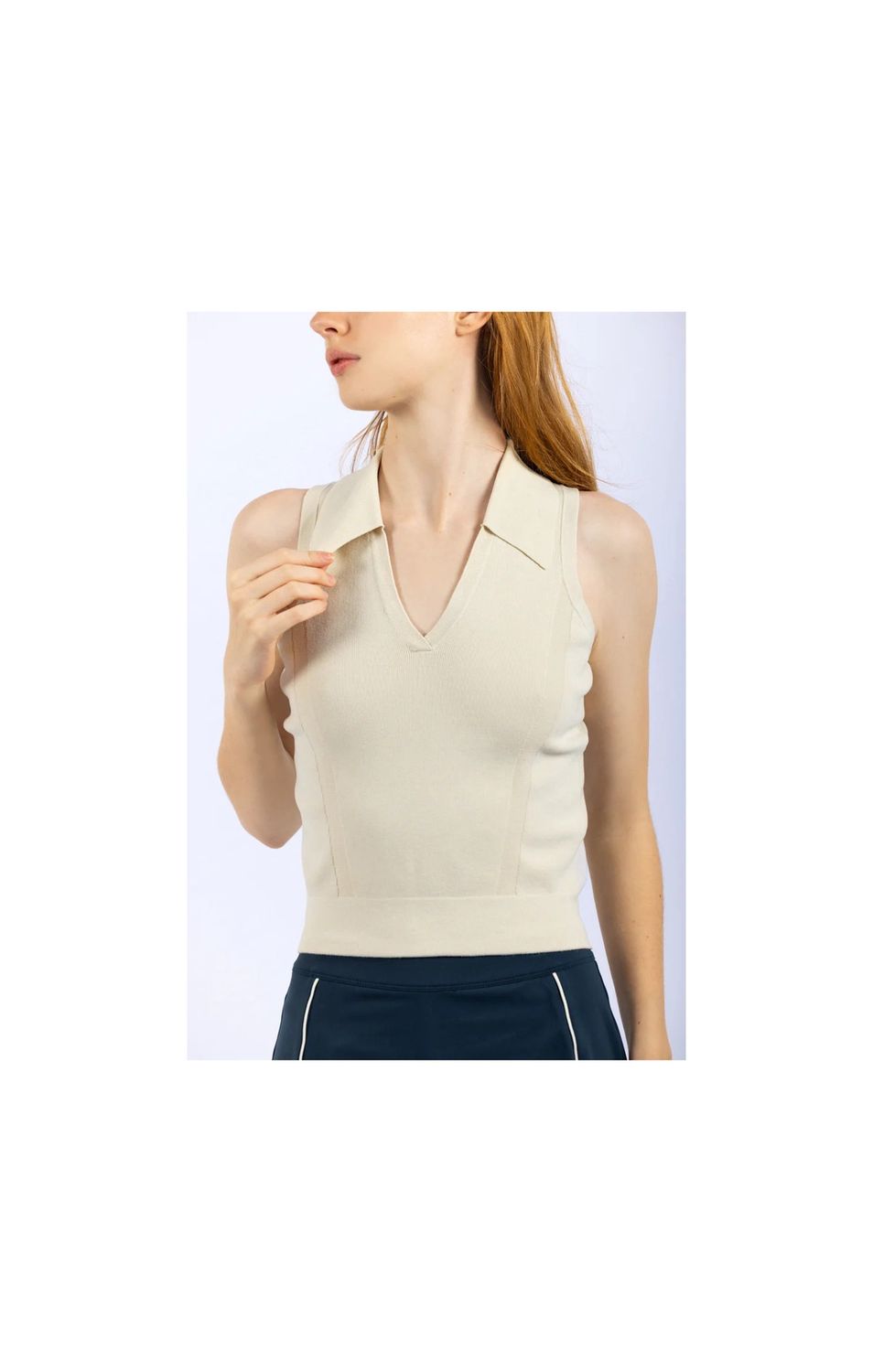JULIETTE COLLARED TANK, Size: XS, Color: ECRU