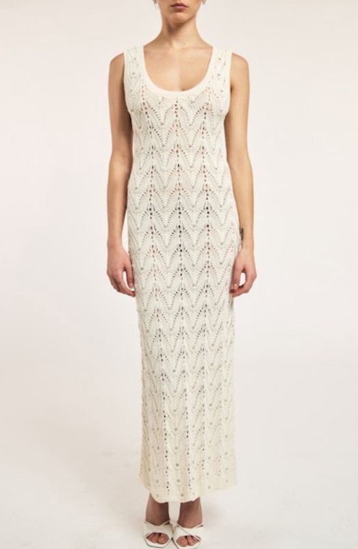 Vincent Crystal Pointelle Knit Dress