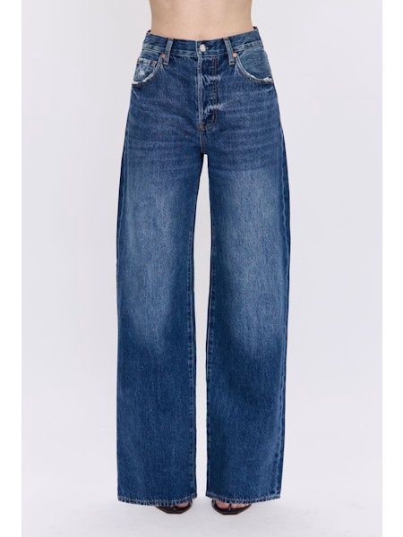 TATE HIGH RISE BOWED WIDE LEG JEAN