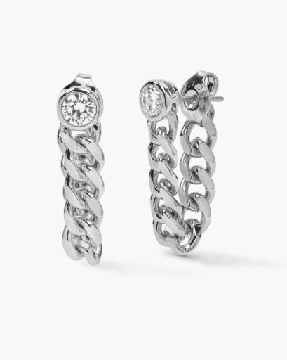 Julian Soft Chain Hoops, Color: SILVER-WHITE, Size: O/S