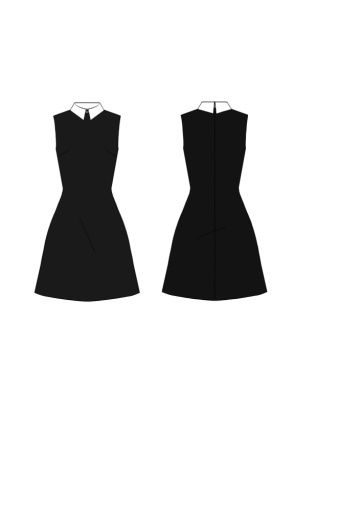 ECHO SLEEVELESS COLLARED DRESS, Colour: 01-BLACK, Size: 12