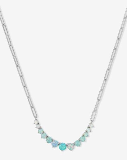 Not Your Basic Graduated Ombre Samantha Tennis Necklace, Color: SILVER-BLUE OPAL, Size: O/S