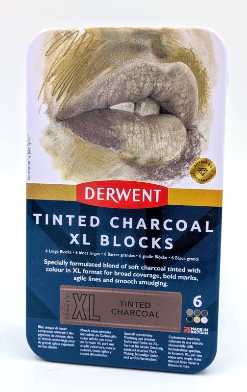 Set of 6 XL charcoal blocs Derwent