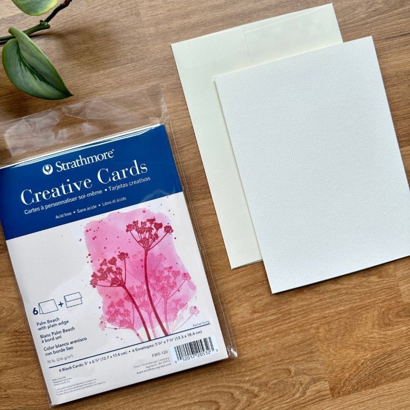 Cartes à personnaliser soi-même (6) Blanc Palm Beach à bord uni (2 choix de grandeur) Strathmore