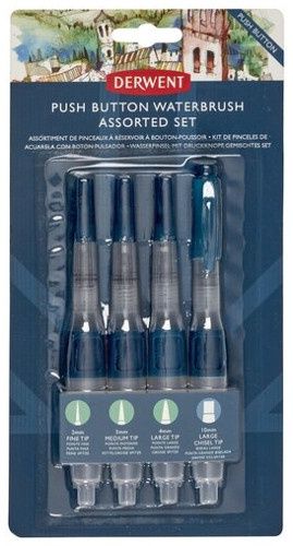 Waterbrushes Push button set of 4 Derwent
