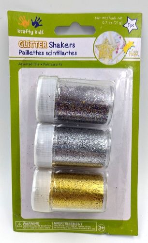 Glitter shaker (3 jars : Gold, Silver, Multi) 21g