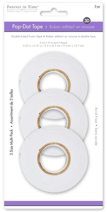 3D Pop-Dot Tape (Doudle-Sided Foam tape) 1/4", 3/8", 1/2" of 2 yds each Forever in Time