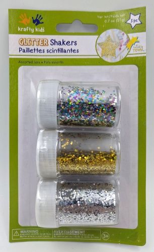 Glitter shaker medium size (3 jars : Gold, Silver, Multi) 21g