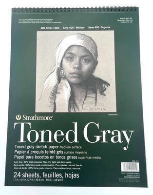 Papier à croquis gris 80lb (118g) 11x14 (24 feuilles) série 400Strathmore